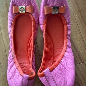 Tory Burch Pink and Orange Ballet Flats